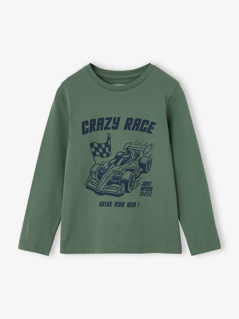 Vertbaudet Langarmshirt mit Print Jungen, Salbeigrün, – Produktbild 1 von 2