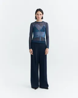 thinking mu Thinking MU Damen vegan Transparentes Lotus Top In Marineblau – Produktbild 1 von 1