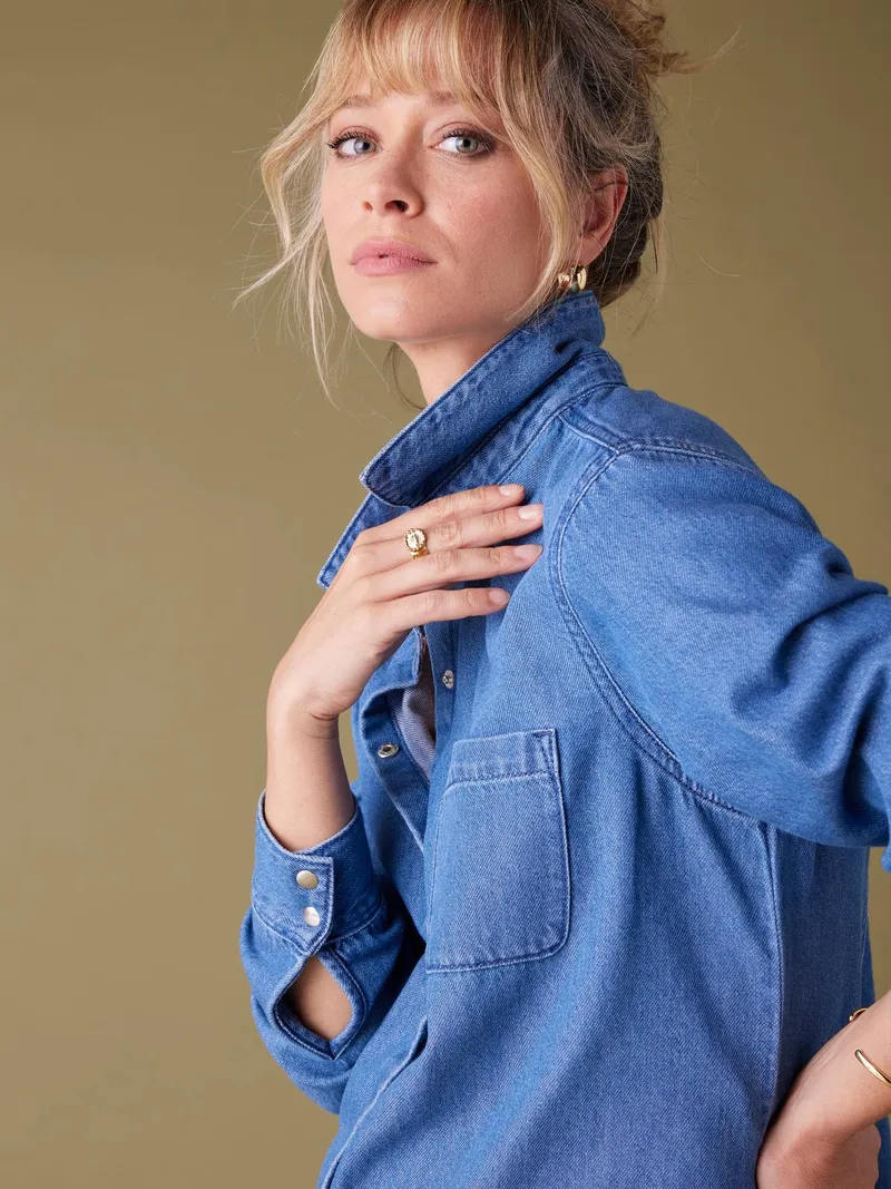 Envie De Fraise Jeansbluse für Schwangerschaft und Stillzeit ENVIE DE FRAISE, Dunkelblau, – Produktbild 4 von 4