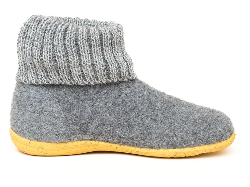 Gottstein Gottstein Kinder Hausschuhe Hüttenschuhe Wollwalk Gummi-Kork Sohle, Grau, – Produktbild 2 von 2