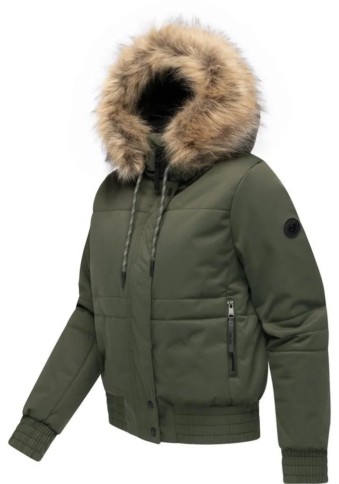 ragwear ragwear Winterjacke Deluxia YOUMODO modische Damen Bomberjacke mit Kunstfell, Grün, – Produktbild 3 von 5