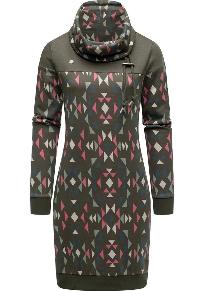 ragwear ragwear Sweatkleid Chlloe Aztec YOUMODO stylisches Langarm Minikleid mit Aztec-Muster, Grün, – Produktbild 1 von 2