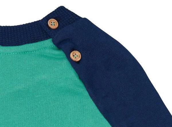 loud + proud loud + proud Babys & Kinder Sweatshirt mit Raglanärmeln, GOTS-zertifiziert, Plant/ultramarine(grün/blau), – Produktbild 3 von 3