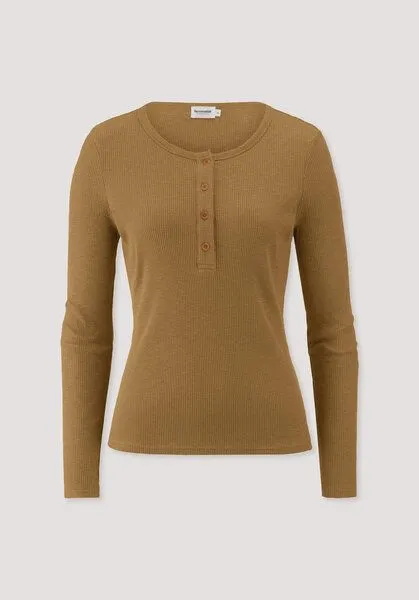 hessnatur hessnatur Longsleeve Henley Slim aus Bio-Baumwolle, Bernstein, – Produktbild 4 von 4