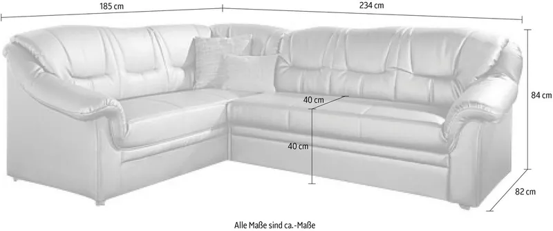 DOMO collection Ecksofa Montana, zeitlose Rückensteppung, bequeme Armlehnen, B.234cm, L-Form, wahlweise mit Bettfunktion, Beige, – Produktbild 3 von 5