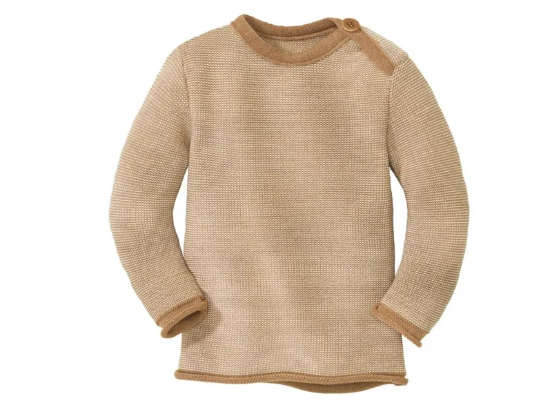 Disana Disana Baby und Kinder Pullover Bio-Merinowolle melange-karamell-natur Gr. 98/104, Natur, braun, – Produktbild 1 von 2