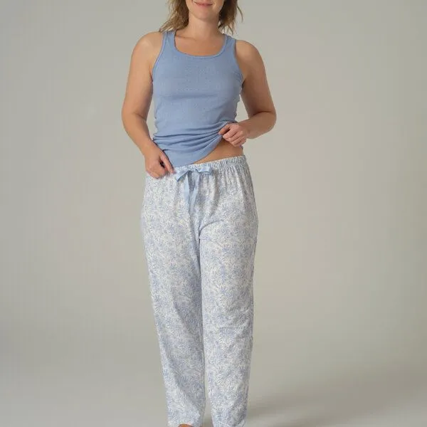 comazo|earth comazo|earth Fairtrade Schlafhose lang, Lighblue print (blau), – Produktbild 1 von 4