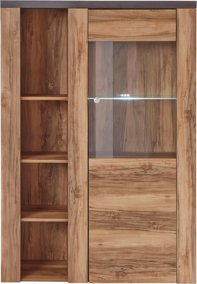 OTTO home Vitrine Larona, zeitlose Glasvitirne, Hochschrank Höhe 145 cm Stauraumvitrine mit dekorativer Rahmenoptik, Braun, – Produktbild 8 von 8