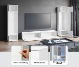 OTTO home Wohnwand Kenia, Vitrine Türanschlag links/rechts wechselbar, (3-St), Vitrinen mit Eckverglasung, hängend und stehend montierbar – Produktbild 1 von 1