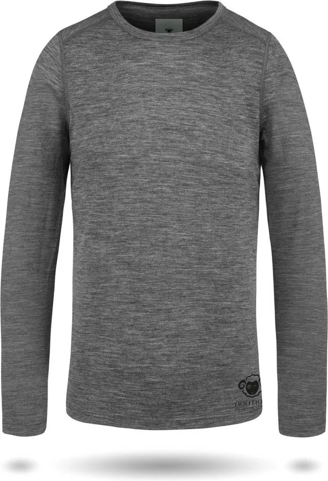 normani Funktionsshirt Kinder Merino Langarm Broome Ski-Thermounterwäsche aus 100 % Bio-Merinowolle für Junge und Mädchen, Blau|grau, – Produktbild 2 von 5