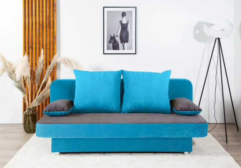 COLLECTION AB Schlafsofa Ulla, B: 186 cm, Liegel. 142x186 cm, Schlaffunktion, Bettkasten & 2 Wende-Rückenkissen, Blau|grau, – Produktbild 2 von 5