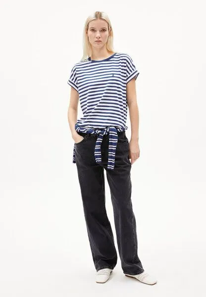 ARMEDANGELS ARMEDANGELS IDAARA STRIPES Damen T-Shirt aus Bio-Baumwolle, White-lapis blue, – Produktbild 4 von 4