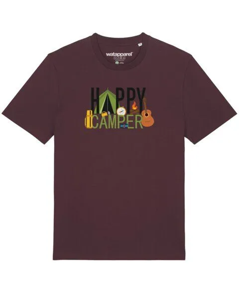 watapparel watapparel T-Shirt Unisex Happy Camper, Red brown, – Produktbild 1 von 3