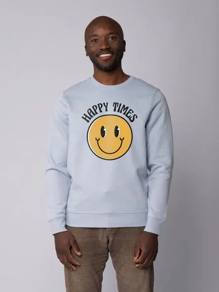 watapparel watapparel Sweatshirt Unisex Happy times smiley emoji, Serene blue, – Produktbild 2 von 4