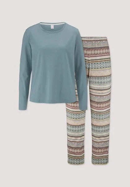 hessnatur hessnatur Pyjama PURE COTTON aus reiner Bio-Baumwolle, Sturmblau, – Produktbild 3 von 4