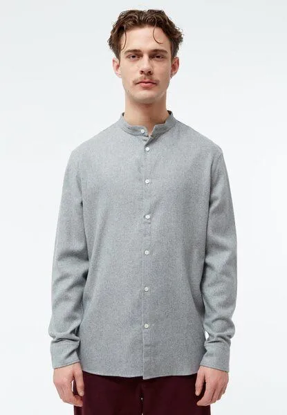 Givn Berlin Flanell Stehkragenhemd Modell: Wes, Mid grey, – Produktbild 3 von 5