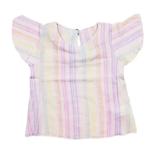 Maximo maximo Mädchen Flügelhemd Shirt Musselinstoff Bio Baumwolle, Zartrosa geringelt, – Produktbild 1 von 1