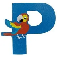 El Puente El Puente Holzbuchstabe P "Papagei" | Fair Trade & Handmade aus Sri Lanka, Blau, – Produktbild 1 von 1