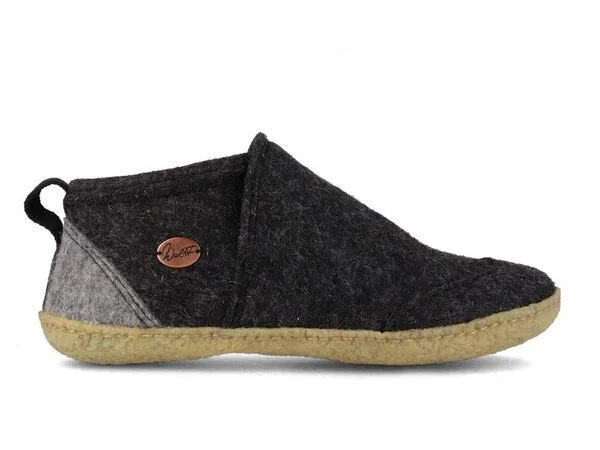 WoolFit WoolFit Hausschuhe 'Taiga' mit Naturgummisohle, 100% Wolle, Dunkelgrau, – Produktbild 2 von 3