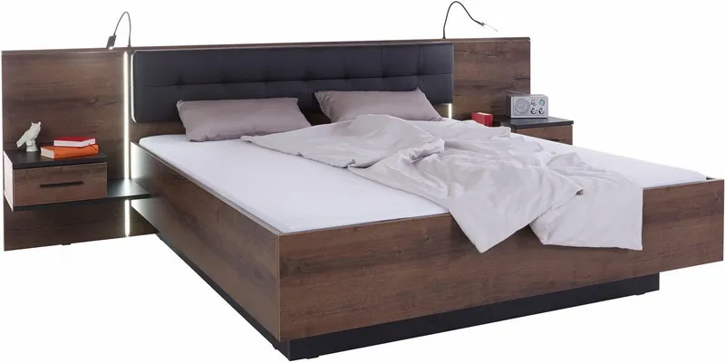 FORTE Bettanlage Bellevue, inkl. Lichtleiste im Kopfteil, Beige, – Produktbild 2 von 4