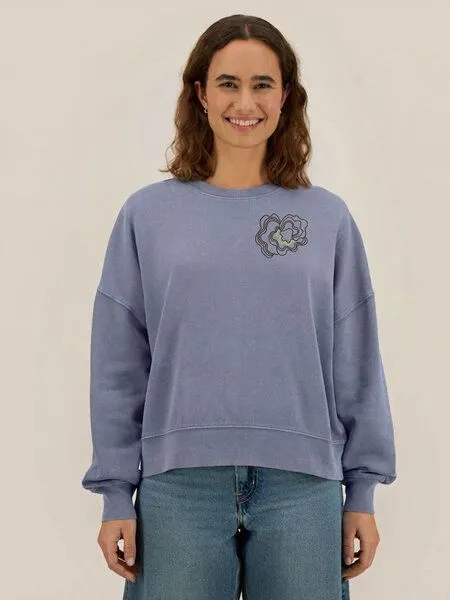 Kultgut Kultgut Biofair-Pulloversweater im Boxistyle / structure of mushroom, Blaugrau, – Produktbild 3 von 8