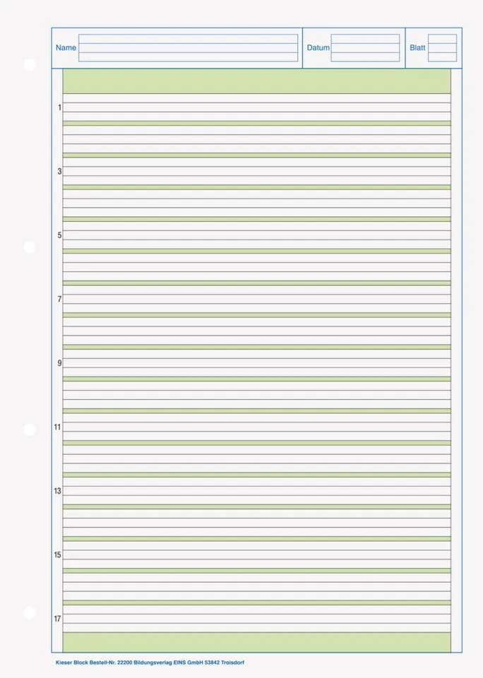 BRUNNEN BRUNNEN Kieserblock DIN A4, Lineatur 2, 80 g/m², 50 Blatt – Produktbild 4 von 4