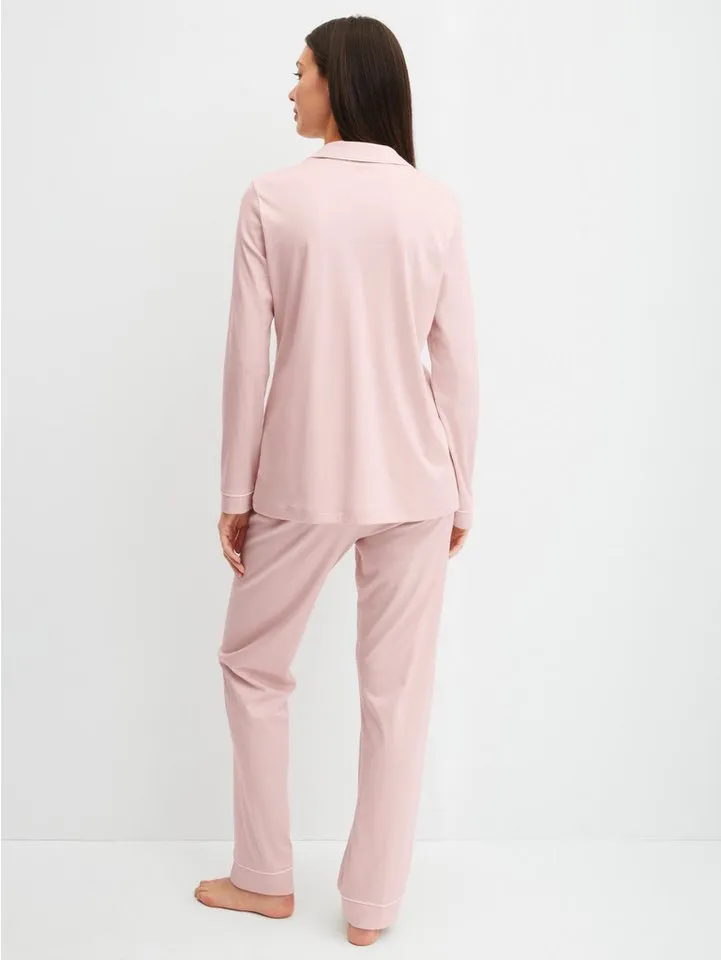 CALIDA CALIDA Schlafanzug Night Lovers (2 tlg) Knopfleiste, Pure Cotton, Interlock-Qualität, Langarm, Rosa, – Produktbild 3 von 5