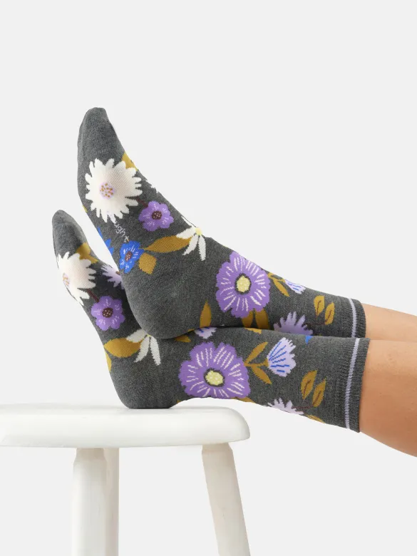 Thought Socken Modell: Winter Floral, Dark grey marl, – Produktbild 1 von 1