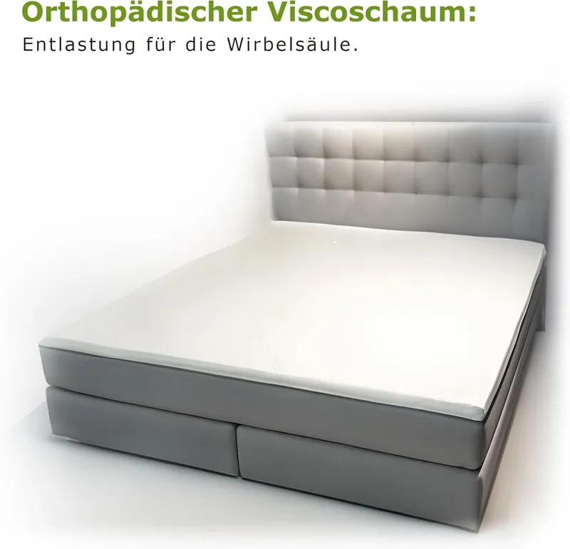 shogazi ®, Topper SHOGAZI Visco Topper, Memory-Schaum, abnehmbarer Bezug, Reißverschluss, 5 cm hoch – Produktbild 4 von 5