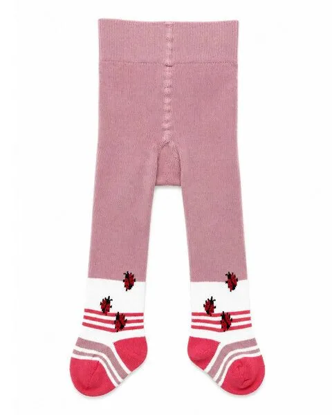 grödo grödo Baby-Strumpfhose mit Po-Motiv „Marienkäfer“ Bio Baumwolle Elasthan, Altrosa-erdbeer-weiß, – Produktbild 1 von 1