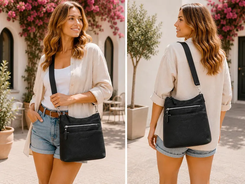 J JONES JENNIFER JONES Umhängetasche Modische Damen Crossbody Schultertasche für Alltag & Freizeit Casual, Schwarz, – Produktbild 3 von 5