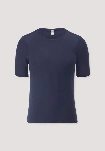 hessnatur hessnatur T-Shirt PURE FUNCTION aus Bio-Merinowolle und Seide, Graphitblau, – Produktbild 3 von 4