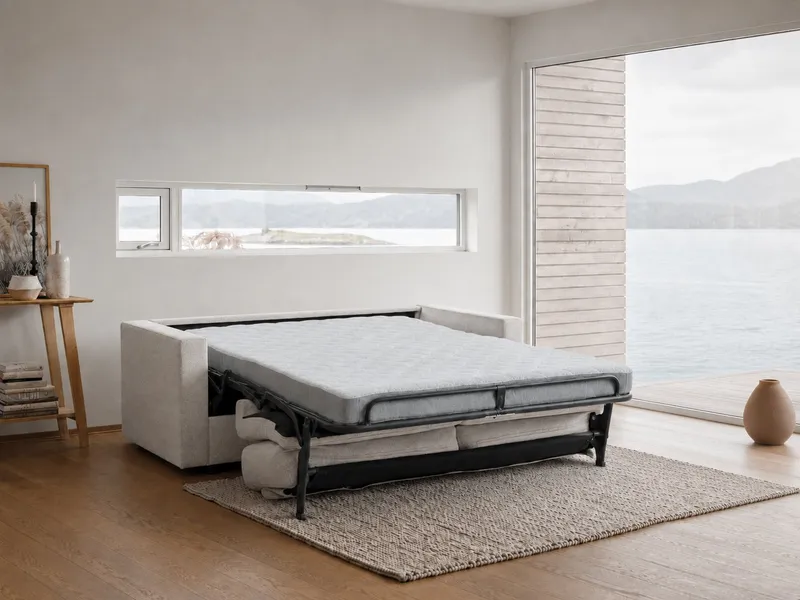 OTTO home Schlafsofa Jorren, Schlaf-Couch, Liegefl. 140 oder 160x200 cm, Bettfunktion, mit Bonel- oder Taschenfederkern, FSC®-zertifiziert, Beige, – Produktbild 2 von 5