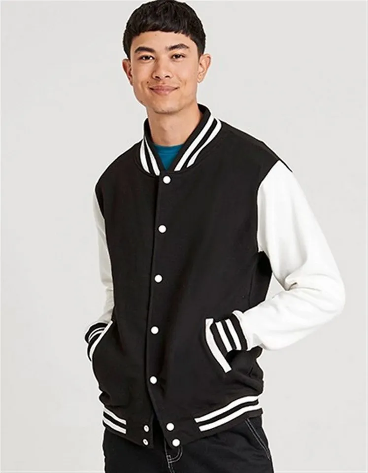Just Hoods Just Hoods Sweatjacke Varsity Jacket / College Jacke, Oxford navy/heather grey, – Produktbild 2 von 3