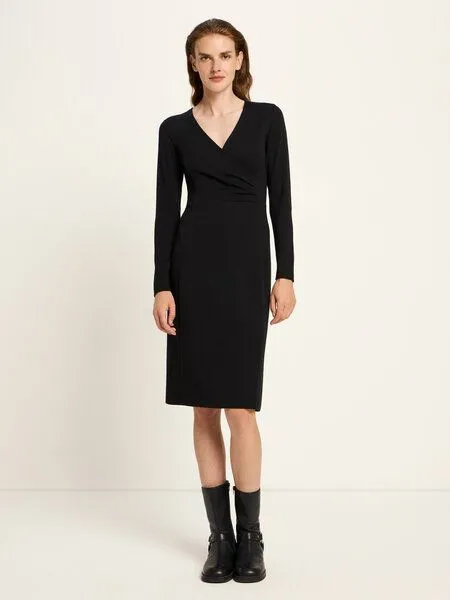 LANIUS LANIUS Kleid mit Wickelopik aus TENCEL und Bio-Baumwolle, Black, – Produktbild 1 von 4