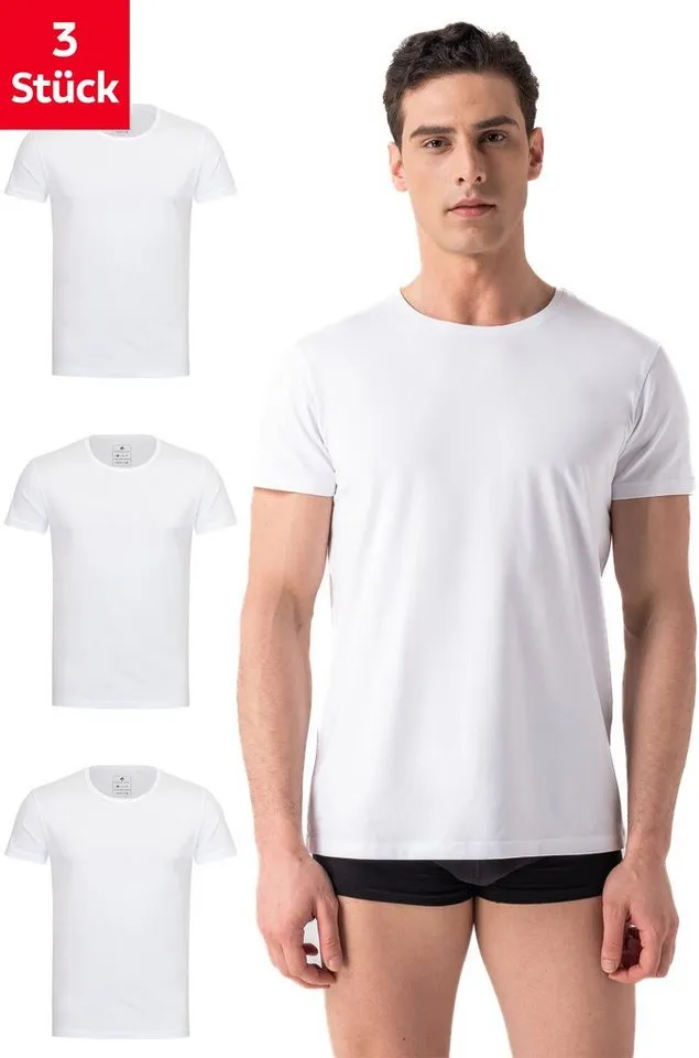 Burnell & Son Burnell & Son Unterhemd T-Shirt Business mit Kurzarm und Rundhals für Herren aus Baumwolle (Packung, Set, Spar-Pack, Spar-Packung, Spar-Set, 3-St., 3er-Pack) Feinripp, extra lang, Weiß, – Produktbild 2 von 5