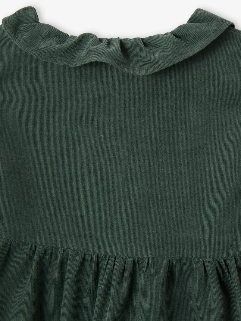 Vertbaudet Vertbaudet Baby Kleid aus Feincord mit Volantkragen n, Tannengrün, – Produktbild 3 von 3