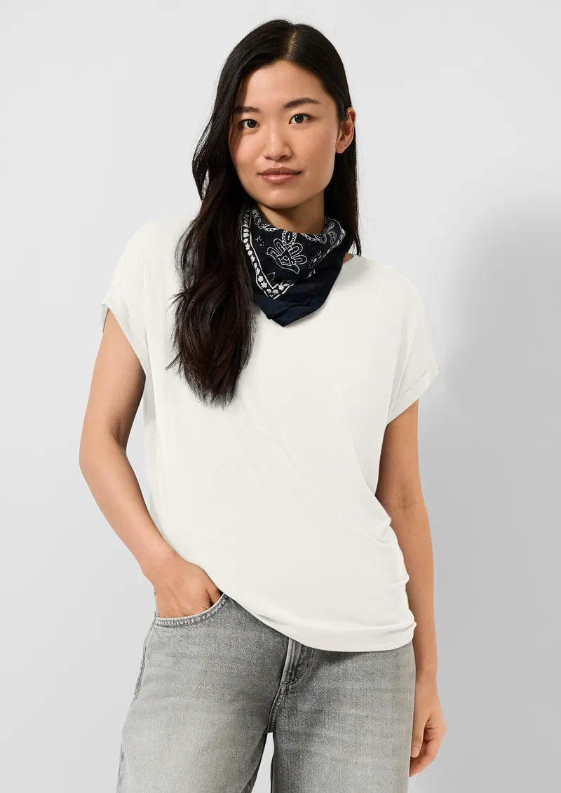 QS QS T-Shirt aus Lyocellmix, Creme, – Produktbild 2 von 4
