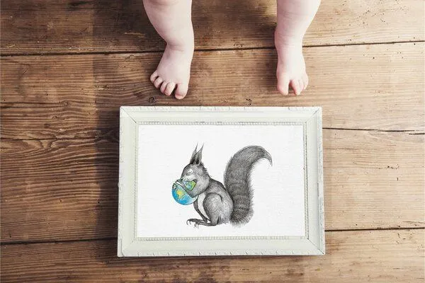 LIGARTI Kunstdruck »Eichhörnchen Welt« von LIGARTI | A4, A3 oder A2 | Wandbild | Poster | Kunst – Produktbild 2 von 4