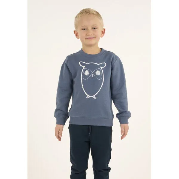 KnowledgeCotton Apparel KnowledgeCotton Apparel KnowledgeCotton Kinder Sweatshirt Owl reine Bio-Baumwolle, China blue (blau), – Produktbild 1 von 3