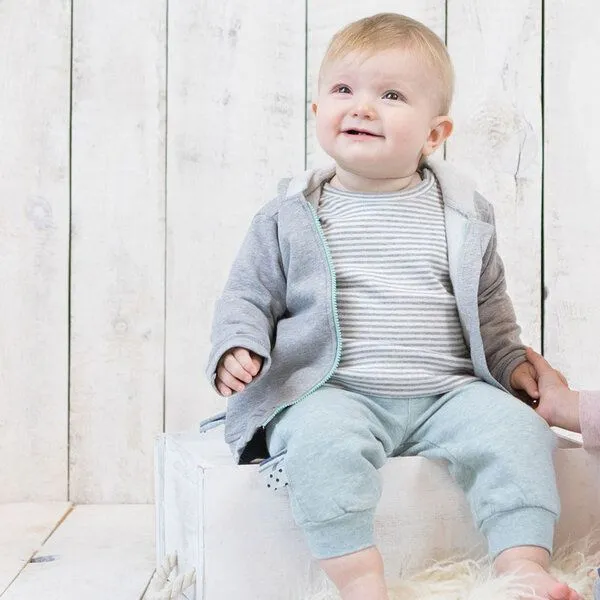 OrganicEra Baby Langarm T-shirt, gestreift 'OrganicEra' aus Bio Baumwolle, Grey melange (grau), – Produktbild 2 von 4
