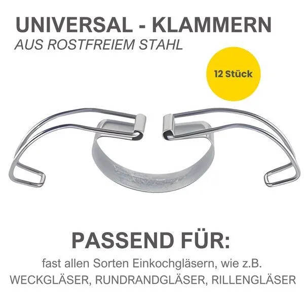 mikken mikken 12 Universal-Bügelklammern für Einkochgläser und Weckgläser – wiederverwendbar – Produktbild 2 von 3