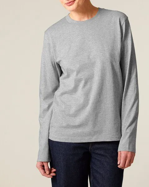 YTWOO YTWOO 3er Pack Unisex Basic Langarmshirts aus Bio-Baumwolle | Longsleeve | verschiedene Farbkombi | Mehrfachpack, Hellgrau meliert, – Produktbild 4 von 4