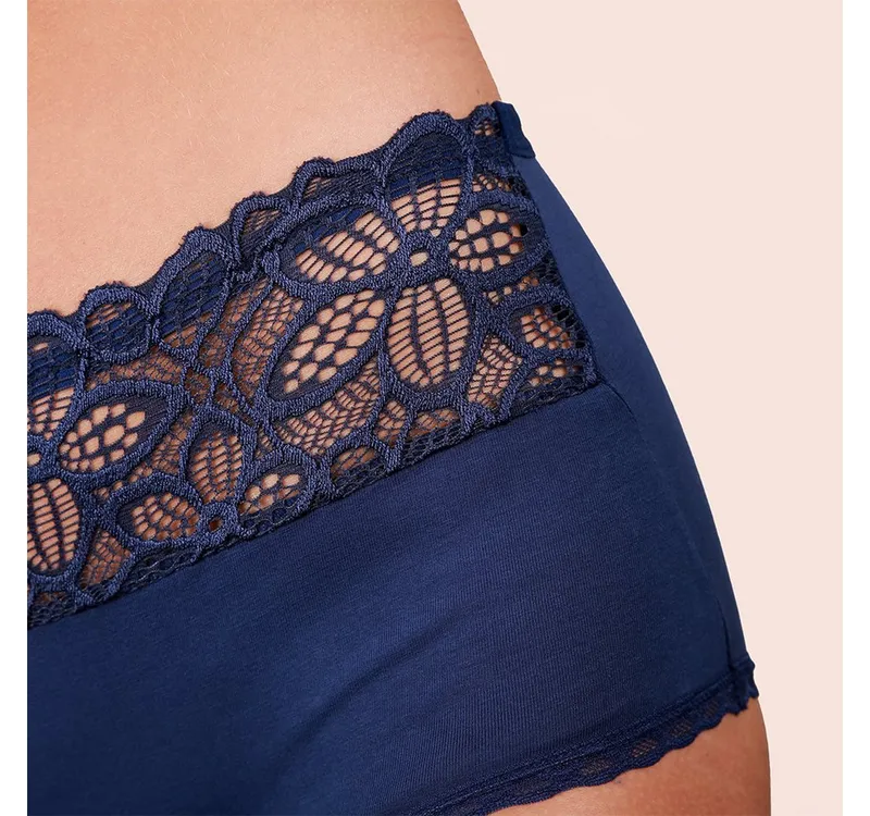 Taynie Taynie Periodenslip Deluxe ultra - Periodenunterwäsche sehr starke Blutung - Damen (1-St., 1er-Pack) Auslaufsichere Periodenunterwäsche / Periodenslip aus Bio Baumwolle, Blau, – Produktbild 3 von 5