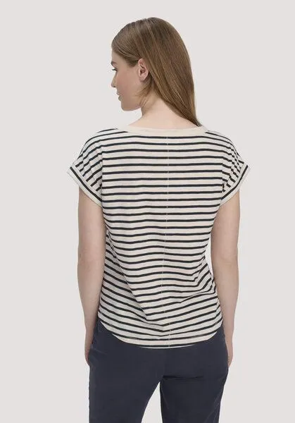 hessnatur hessnatur Light Slub Streifen T-Shirt Relaxed aus reiner Bio-Baumwolle, Marine, – Produktbild 3 von 5