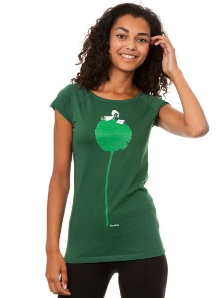 FellHerz FellHerz Damen T-Shirt Blumenbuch Bio Fair, Scarab green (grün), – Produktbild 1 von 4
