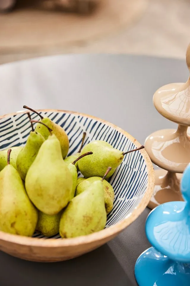 Zeller Present Schale Mangoholz, mit Streifendekor, Massivholz, hochwertiges natürliches Material, Blau, – Produktbild 7 von 7