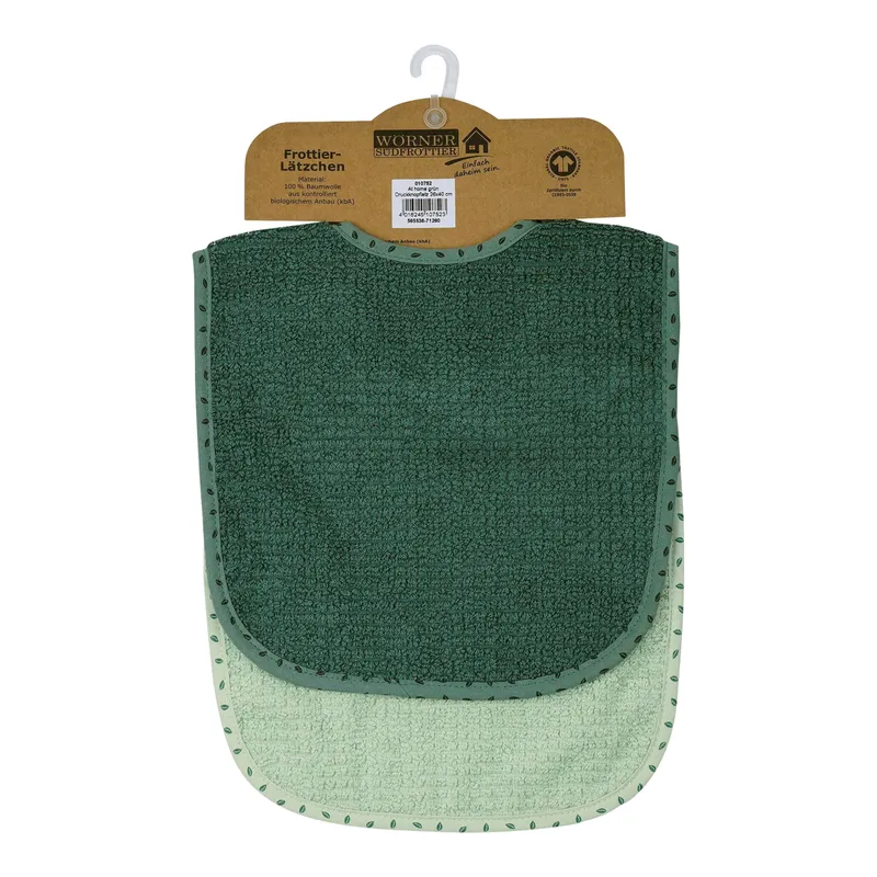 Wörner Wörner 2er-Pack Lätzchen mit Druckknopf 26x40 cm, Gruen, – Produktbild 2 von 2