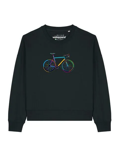 watapparel watapparel Sweatshirt Frauen Fahrrad by night, Black, – Produktbild 1 von 2