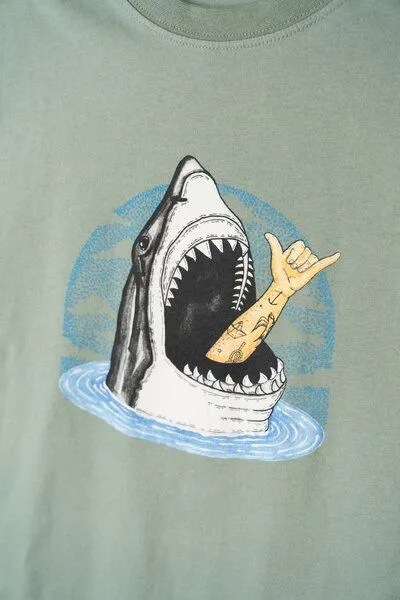 LAKOR LAKOR T-Shirt aus Bio-Baumwolle - Shark Shaka, Sea spray (grün), – Produktbild 3 von 3